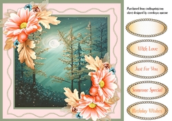 Beautiful Coral Flowers and Moonlight Scene 