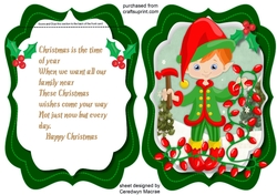 Green Tent card with Gnomes Christmas Lights 