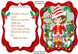 Red Tent card with Gnomes Christmas Lights