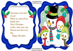  Tent card with The Snow mans Family 