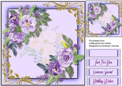 Lilac Roses and Gold Corner Scroll