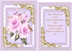 Beautiful Roses with Corner Scroll and Verse