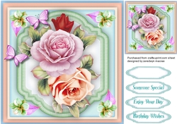 Beautiful French Roses and Butterflies