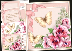 8x8 Mini Kit , Pink Poppys and Gold Butterflys