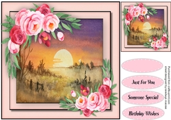 Beautiful Sunset and Roses