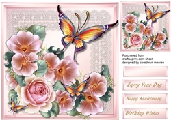 Beautiful Butterfly and Pink Roses