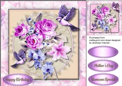 Beautifu Birds and  Lilac Flowers 