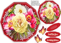 Red Decagon with Butterflies 