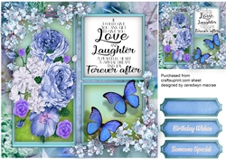 Blue Roses , Blossom and Butterflys