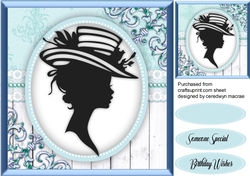 Silhouette Lady in Blue Frame