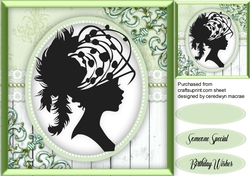 Silhouette Lady in Sage Frame 