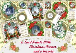 6, Card Fronts with Christmas Scenes and 2 Inserts