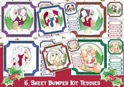 6, Sheet Bumper Kit , Christmas Teddies