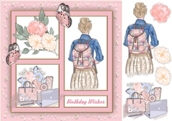 Modern Girl , Quad card Pink 