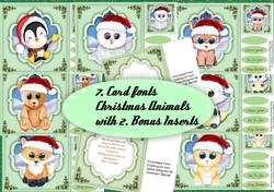 7, Christmas Card Fronts with 2Bonus Inserts