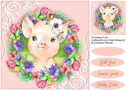 Piglet ln a Flower Frame