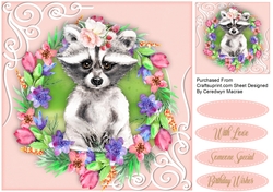 Raccoon ln a Flower Frame