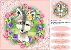 Wolf ln a Flower Frame