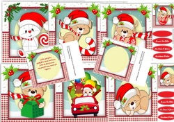 6,Christmas Animals card Fronts +2 Inserts