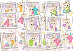 9, Card Fronts , Kittys Birthday 1-9years