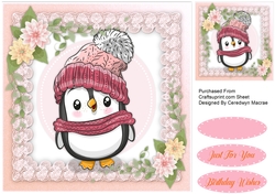 Penguins Pink Wooly Hat