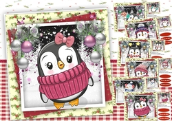 6, Sheet Card Fronts , Cute Penguins 