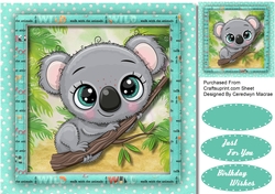 Cute Koala in a tree, Blue