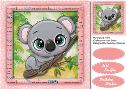 Cute Koala in a tree, Pink