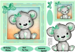 Cute Koala in a Aqua Polka Bow
