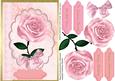 Beautiful Pink Rose Ona Brocade Background