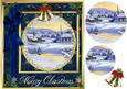 Beautiful Blue Christmas Card on Velvet and Gold