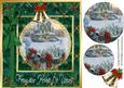 Beautiful Green Christmas Card Front in Velvet and Gold