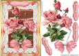 Lovely Pink Roses on Gold and Lace
