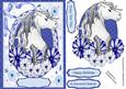 Lovely Cute Horse and Flowers Blue