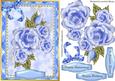 Beautiful Roses on a Blue Plaid Background .