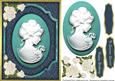 Beautiful Cameo on Teal Frame with Roses 