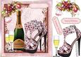 Lovely Pink Shoes, Champagne and Flowers.