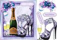 Lovely Lilac Shoes,champagne and Flowers.