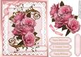 A5 Beautiful Pink Roses on Lace and a Scroll