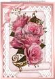 A4 Beautiful Pink Roses on Lace and a Scroll
