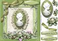 Lovely Green Cameo and Roses