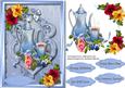 Lovely Petunias with Blue Teaset