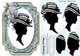 Lovely Silhouette Lady on Blue Damask Plate 