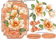Beautiful Orange Magnolias on a Damask Plate 