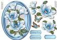 Beautiful Blue Magnolias in a Oval Frame