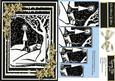 A5 Christmas Scene in Monocrome with Gold Holly 