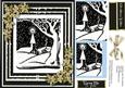 8x8 Christmas Scene in Monocrome with Gold Holly
