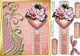Beautiful Heart with Roses on a Lace Ribbon, Pink