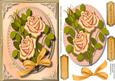 Beautiful Apricot Roses in a Stitched Frame
