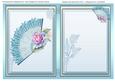 Incert with Aqua Filagree Fan and Roses 